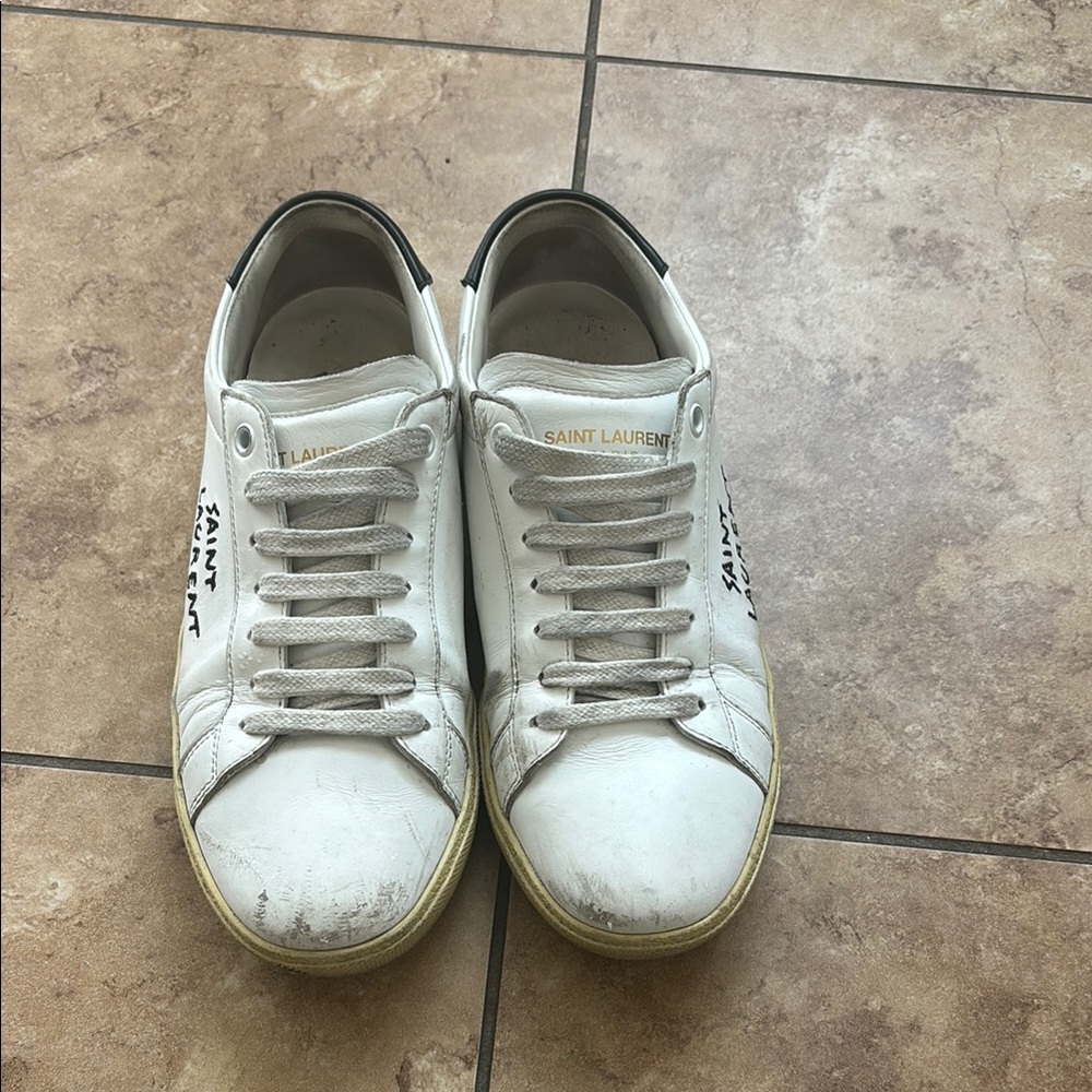 Saint Laurent White Sneakers with Perforated Design